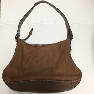 FOSSIL brown canvas modern vintage shoulder bag